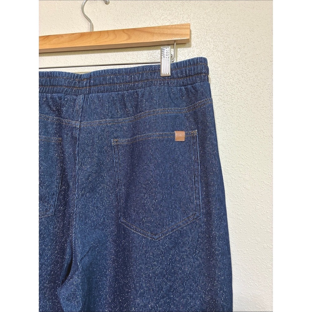 Halara Flex L Low Rise Drawstring Wide Leg Silver Shine Casual Sweatpants Jeans - Picture 8 of 12